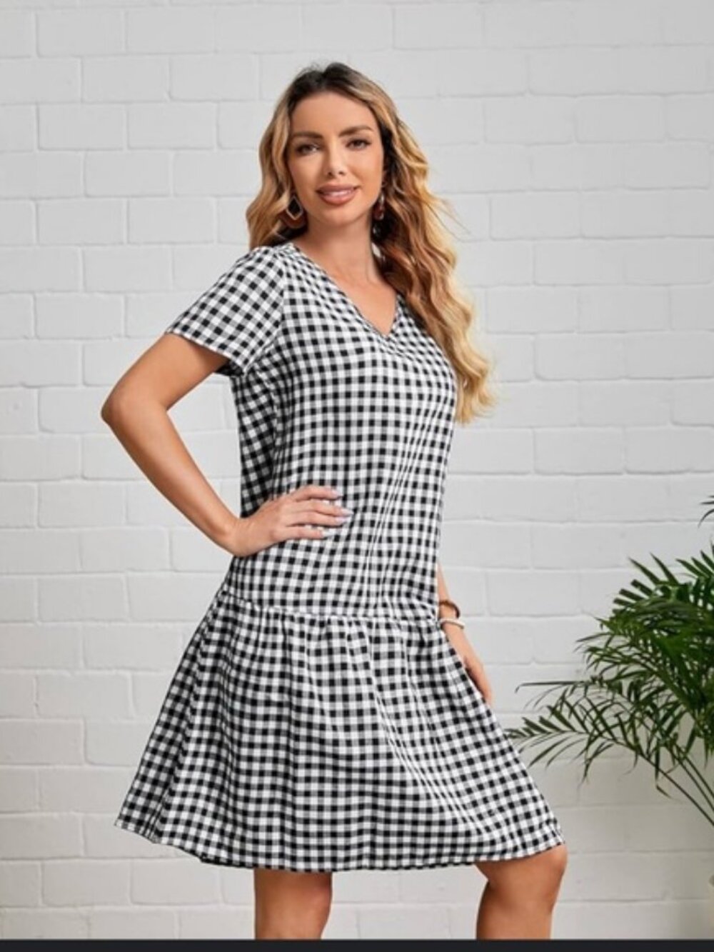 Colette | Black and White Gingham Dress | Sz S